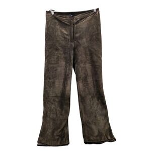 Vintage Ann Taylor Genuine Leather Suede Flare Pants in Brown 8 Y2K